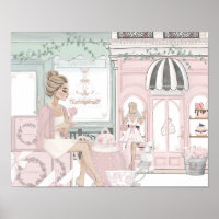 Chic Dames French Bakery Tea Shop Aquarelle