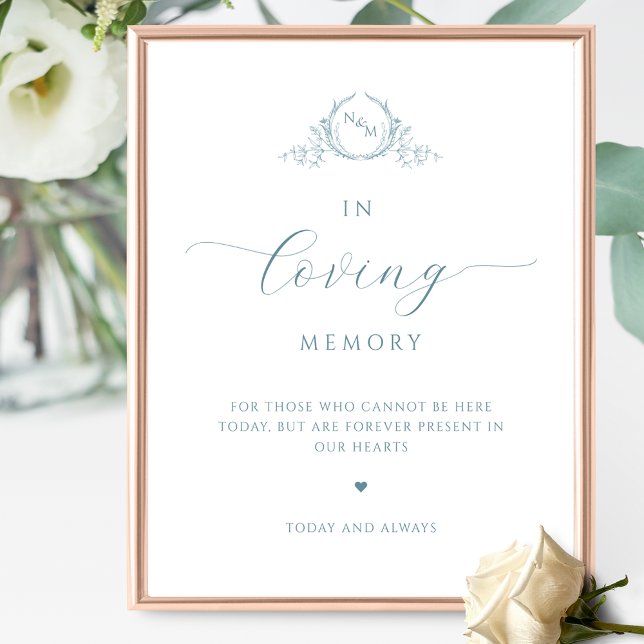 Affiche Chic En Mémoire Amoureuse, Panneau Monogrammé Verr (Créateur téléchargé)