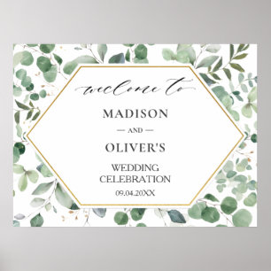 Affiche Chic Eucalyptus Greenery Wedding Welcome Sign 