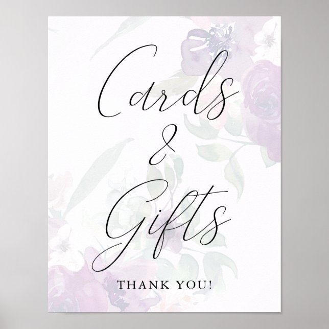 Affiche Chic Floral Cartes et Cadeaux Mariage (Devant)