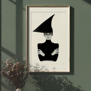 Affiche Chic géométrique : Portrait d'élégance monochrome