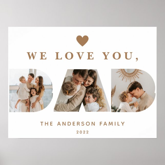 Affiche Chic Gold Blanc Personnalisé Trois Papa Script Pho (Devant)