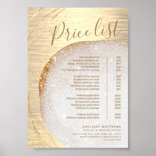Affiche Chic Gold Glitter Stylist Salon Price List Service