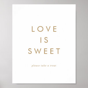 Affiche Chic Gold Typographie L'amour est doux Mariage Sig
