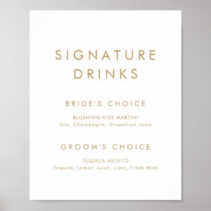Affiche Chic Gold Typography Signature Drinks Sign