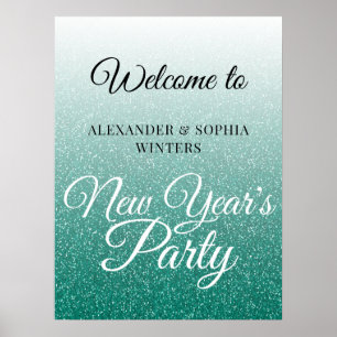 Affiche Chic Green Parties scintillant Nouvelle Année Accu