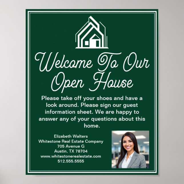 Affiche Chic Green Real Estate Company Open House Welcome (Devant)