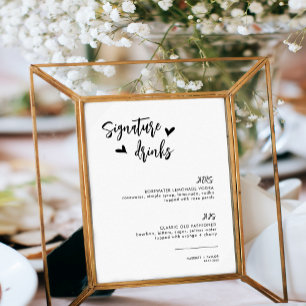 Affiche Chic Heart Script Ses Hers Choice Boissons Cocktai