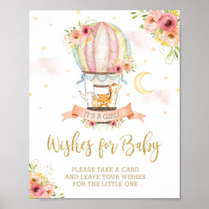 Affiche Chic Hot Air Balloon Cute Animaux Voeux pour bébé