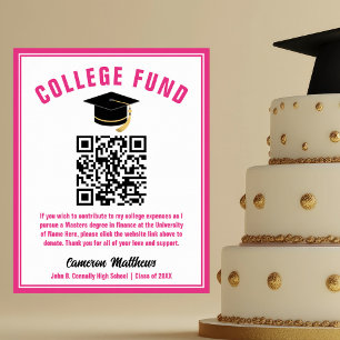 Affiche Chic Hot Pink Graduate College Fund QR Code