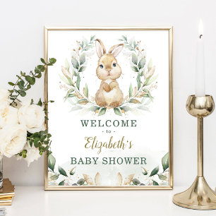 Affiche Chic Lapin Lapin Verdure Gold Wreath Bienvenue