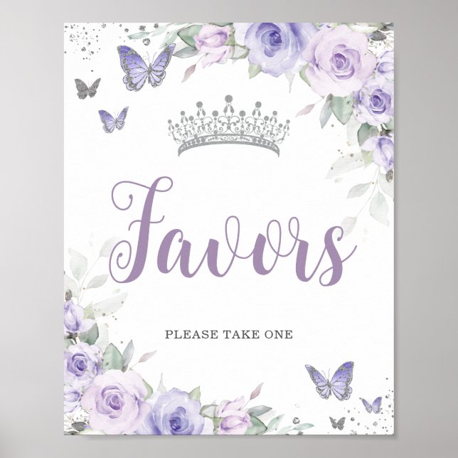 Affiche Chic Lavande Purple Floral Quinceañera Favore (Devant)