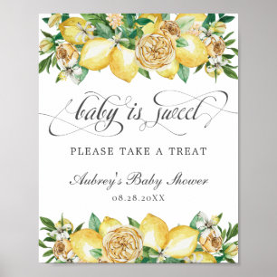 Affiche Chic Lemon Floral Baby is Sweet Treat Douche Signa