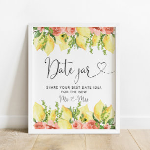 Affiche Chic Lemon Floral Date Jar Fête des mariées