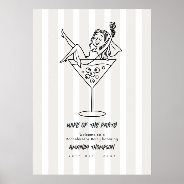 Affiche Chic Martini Doodle Femme de la Fête Enterrement d (Devant)