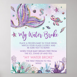 Affiche Chic Mermaid Tail Baby shower My Water Broke Jeu