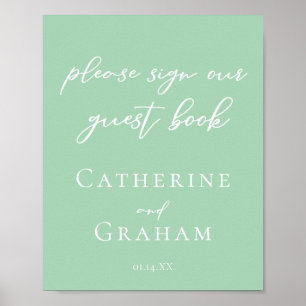 Affiche Chic Mint Mariage Vert Signer Notre Invité Livre P