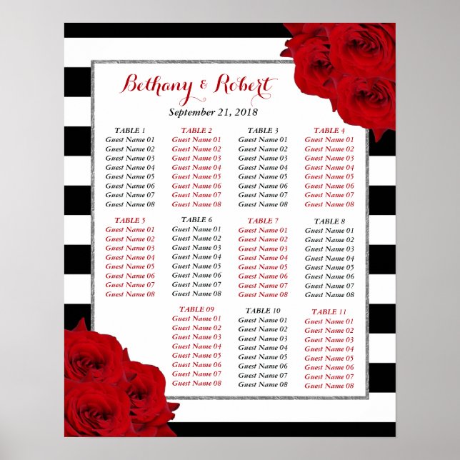 Affiche Chic Moderne Luxe Mariage Collection - Roses rouge (Devant)
