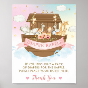 Affiche Chic Noah's Ark Girl Baby shower Déchets Raffle