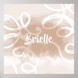 Affiche Chic Pastel Brown Aquarelles Avec Nom