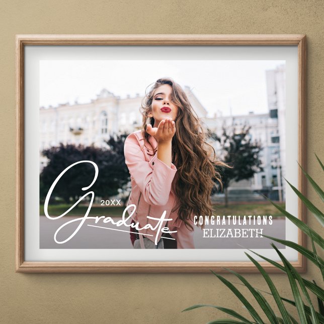 Affiche Chic Photo Félicitations Diplômé (Personalized congratulations graduate photo poster, INSTANT DOWNLOAD and/or PRINTED)