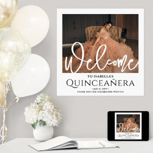 Affiche Chic Quinceañera Bienvenue Photo 15e anniversaire 