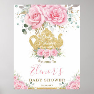 Affiche Chic Rose Floral Rose Baby shower High Tea Party