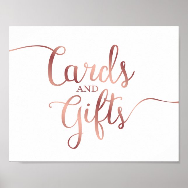 Affiche Chic Rose Gold CARDS AND GIFTS Sign Print (Devant)