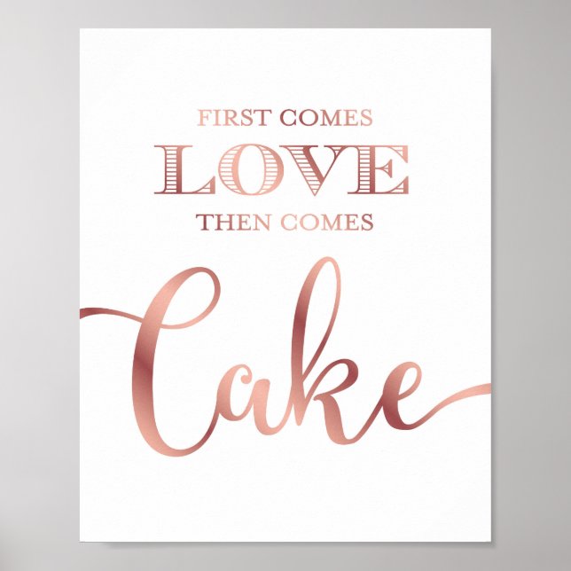 Affiche Chic Rose Gold LOVE ALORS GÂTEAU CÔTÉ SIGNALER Imp (Devant)