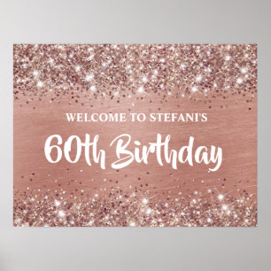 Affiche Chic Rose Gold Parties scintillant Foil 65e annive