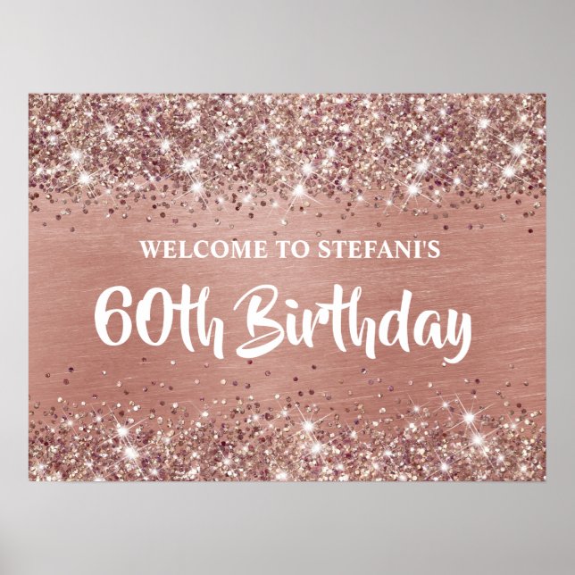 Affiche Chic Rose Gold Parties scintillant Foil 65e annive (Devant)