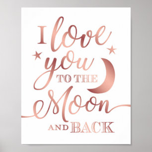 Affiche Chic Rose Gold VOUS AIME À LA LUNE Signe Imprimer
