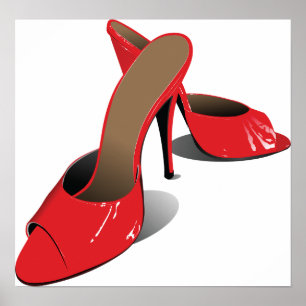 Affiche Chic Rouge Haut talons Glamour Stiletto Mode