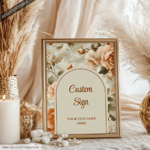 Affiche Chic Rouillé Beige Vert Sauge Floral Personnalisé