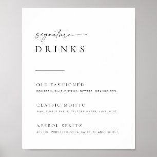 Affiche Chic + Simple Script Mariage Signature Boissons Si