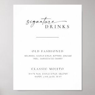 Affiche Chic + Simple Script Mariage Signature Boissons Si