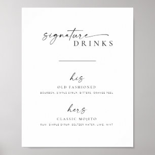 Affiche Chic + Simple Script Mariage Signature Boissons Si