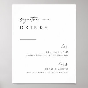 Affiche Chic + Simple Script Mariage Signature Boissons Si