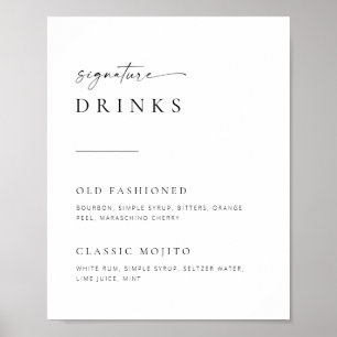 Affiche Chic + Simple Script Mariage Signature Boissons Si