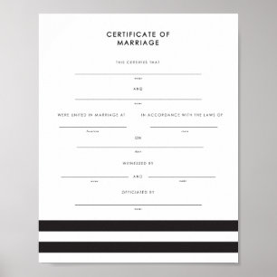 Affiche Chic Stripes Conserver le certificat de mariage