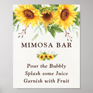 Affiche Chic Sunflowers Mimosa Bar Wedding Bridal Shower