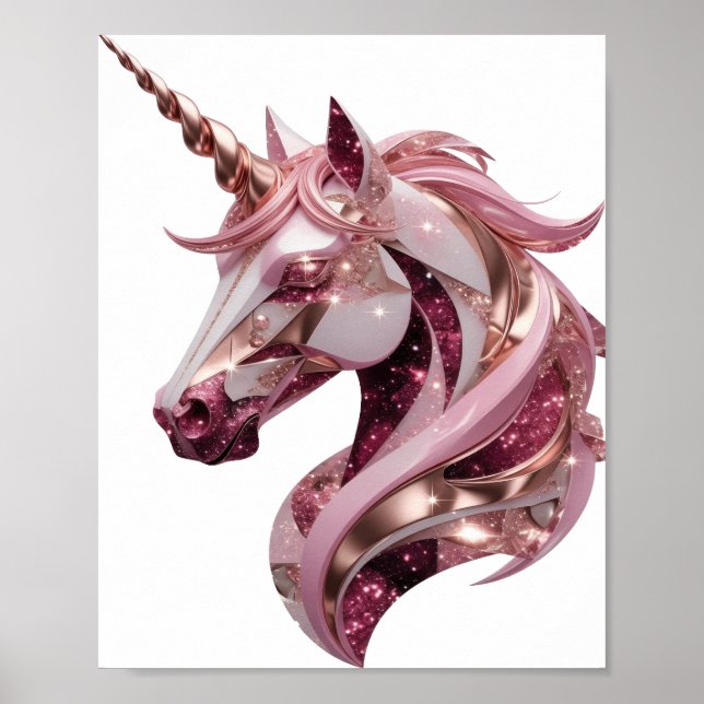 Affiche Chic UNICORN Argent Art Text 3D (Devant)