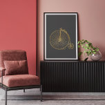 Affiche Chic Vintage Penny Farthing Bike Gold Parties scin<br><div class="desc">Cette affiche élégante présente un vélo vintage à l'ancienne,  penny farthing,  en parties scintillant fausse or,  sur un arrière - plan gris charbon.</div>