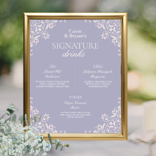 Affiche Chic Violet Français Lilac Mariage Signature Boiss