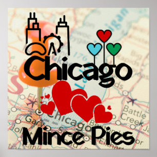 Affiche Chicago aime Mince Pies Cityscape