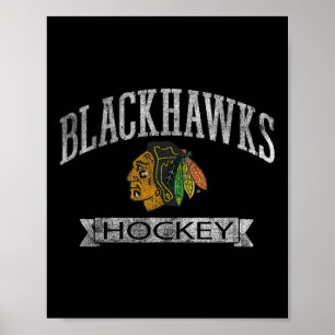 Affiche Chicago Blackhawks Vintage Hockey Rouge Officielle