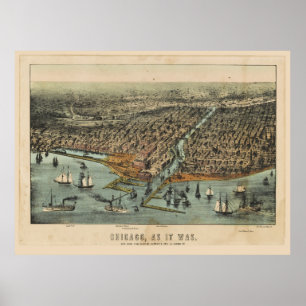 Affiche Chicago, Comme C'Était. Avant le grand incendie de