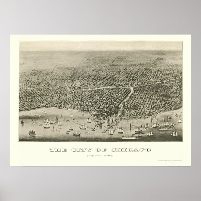 Affiche Chicago, IL Panoramic Map - 1860 (Devant)