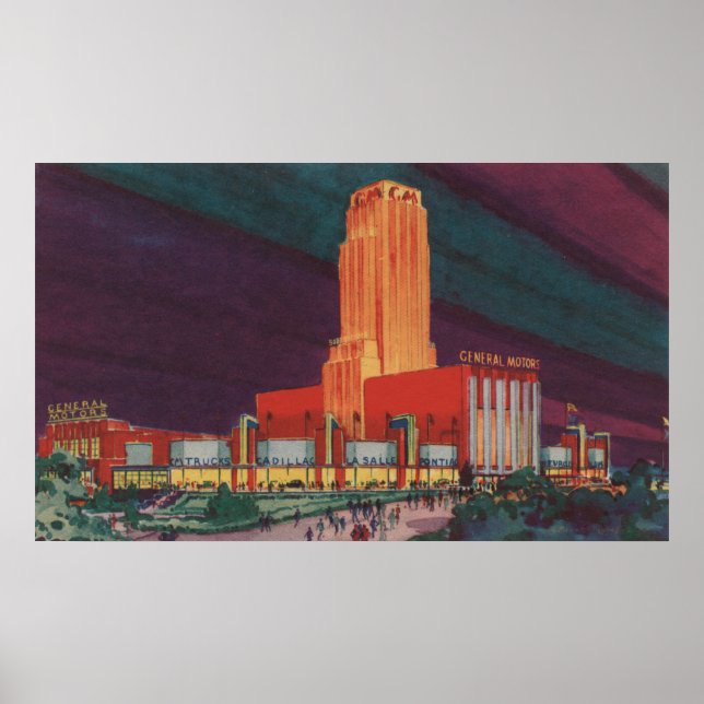 Affiche Chicago, IL - Vue du bâtiment General Motors (Devant)