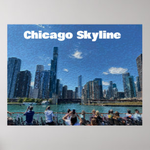Affiche Chicago, Illinois Abstrait Skyline